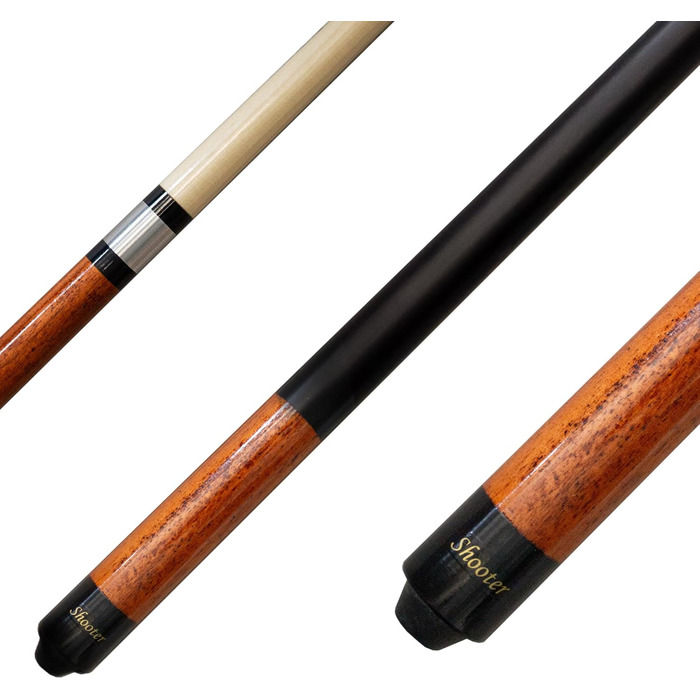 Більярдний кий Winsport Shooter Billardqueue з акацієвого дерева, преміум якість, 147 см, 2-TLG, з клеєвим або гвинтовим шкіряним наконечником 12,5 мм/12 мм, нержавіюча сталь