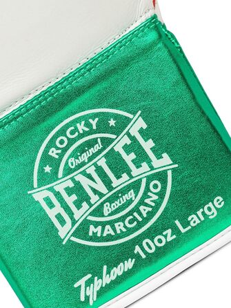 Боксерські рукавички BenLee Typhoon з натуральної шкіри (10 oz, білі/зелені/червоні)