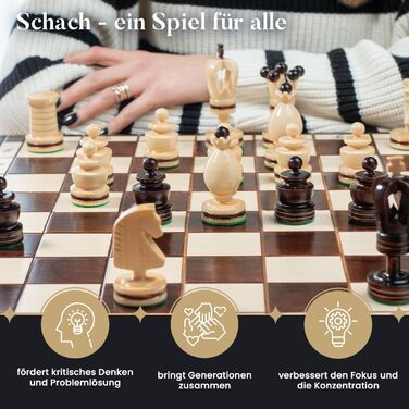 Розкішна шахова дошка Royal Gambit з дерева 50 см, інкрустована, комплект шахів для дорослих і дітей, делюкс-фігури