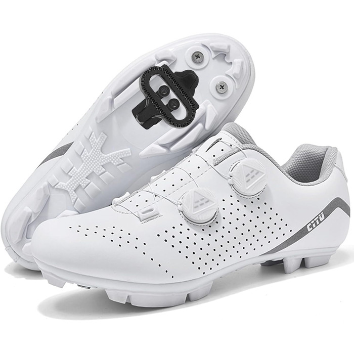 Чоловічі та жіночі велотуфлі для гірського велосипеда, дихаючі, сумісні з педалями Shimano SPD 2-болти, MTB, Outdoor, 41 EU, Білий