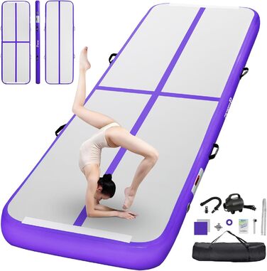 FBSPORT Airtrack Matte - килимок для гімнастики та йоги, 10/20 см, з насосом та сумкою