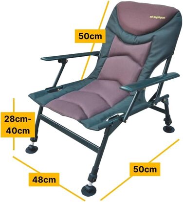 Крісло для риболовлі MK Angelsport 5 Seasons Pro Carpchair – комфортне, розкладне, регульоване по висоті, до 130 кг