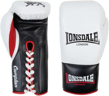 Боксерські рукавички Lonsdale Campton з натуральної шкіри (білий/чорний/червоний, 08 oz R)