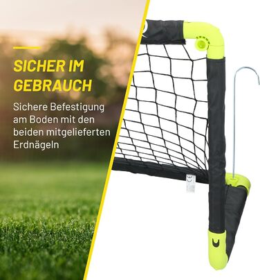 Ворота для футболу Dunlop - складані, чорно-жовті, 50x44x44 см - для гри в саду та в приміщенні