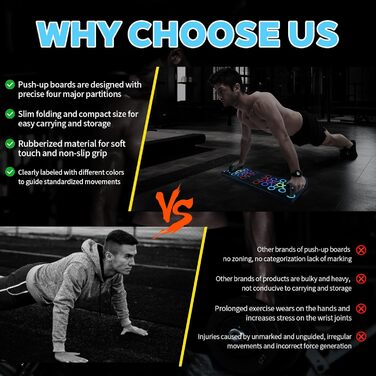 Дошка для віджимань Push Up Board складніша, портативна з неслизькими ручками, фітнес-дошка з неслизьким покриттям, обладнання для фітнесу вдома для нарощування м'язів