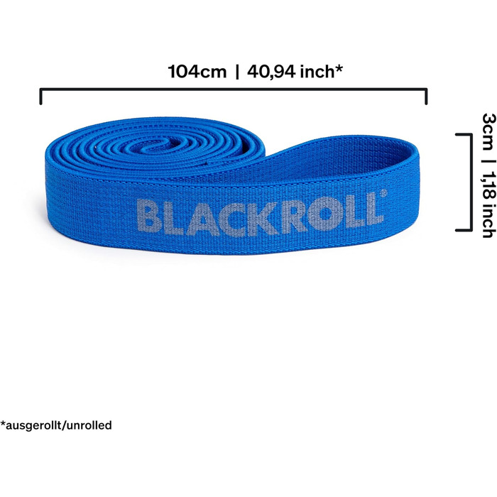 BLACKROLL® SUPER Band 104 см, еластична фітнес-стрічка для тренування м'язів, текстильний гумовий еспандер, синя (сильний опір), німецька якість