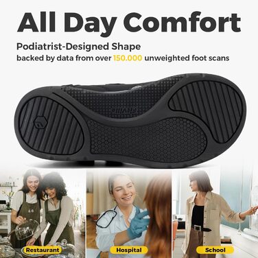 Сндалі для жінок FitVille з широкою колодкою для літніх місяців, модель Mary Jane, з застібкою на липучці (42.5 EU, чорні)