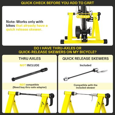 Роликовий тренажер Sportneer для велосипеда - магнітний ролик з 6 рівнями опору для велотренувань вдома (жовтий)