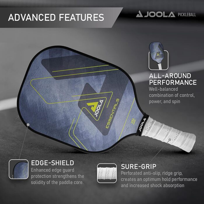 JOOLA ракетка для піклболу Essentials з фібергласу, полімерний сердечник, USAPA сертифікат, для початківців і аматорів, універсальний розмір, синя