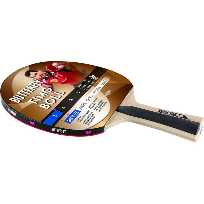 Настільний тенісний набір Butterfly Timo Boll Bronze: ракетка з ITTF сертифікованим гумовим покриттям Addoy, дерев'яна ручка (конкавна), комплект з чохлом, м'ячами та додатковою ракеткою для амбітних гравців