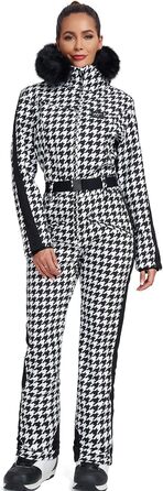 Жіночий гірськолижний костюм-комбінезон HOTIAN. Водонепроникний, вітронепроникний, теплий зимовий костюм для сноуборду та лиж. Білий/Чорний.