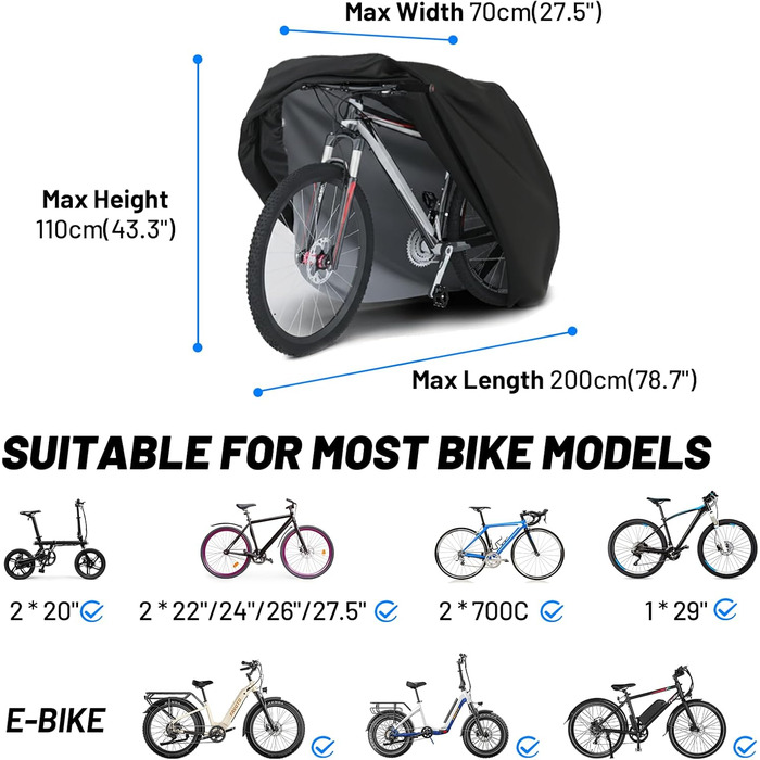 Водонепроникна накидка для велосипеда Favoto - захист від пилу, сонця та подряпин (200x70x110см)