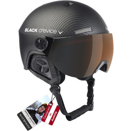 Шолом гірськолижний BLACK CREVICE Gstaad з візором (стиль пілота) | Полікарбонат | Дихаючий | 54-57 см | Чорний/Помаранчевий