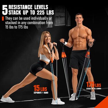Стрічки для фітнесу з набором ручок, 79,4 кг, для силових тренувань, йоги, дому та фітнесу