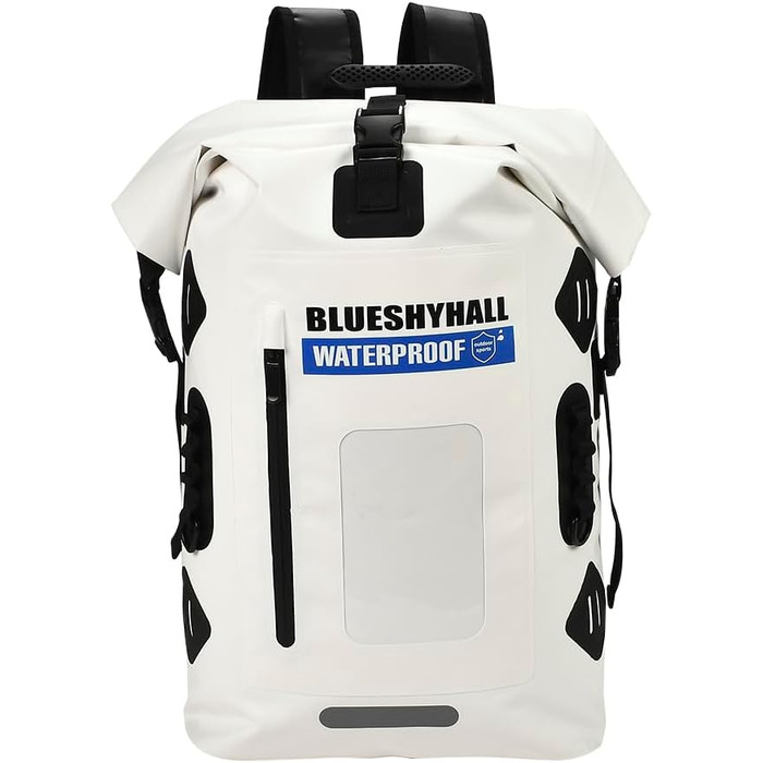 Водонепроникний рюкзак Blueshyhall - містка сумка, спортивна торба, Dry Bag, ролтоп - для водних видів спорту, кемпінгу (білий, 35 л)