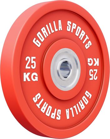 Бамперні диски GORILLA SPORTS 50 мм, гумовані, 5-25 кг – олімпійські вагові плити з чавуну для штанги