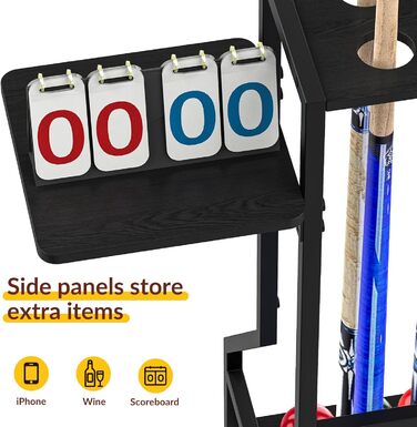 Стійка для київ Billard Queue Stick Rack YBING - тримає до 10 київ, бамбук, чорний колір