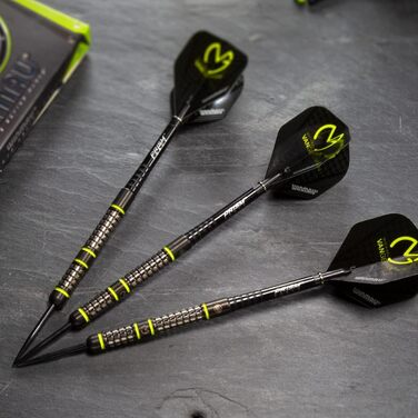 Дротики WINMAU MvG Acclaim 25 г з вольфрамовим сталевим наконечником, набір з оперенням і стрижнями для дартсу