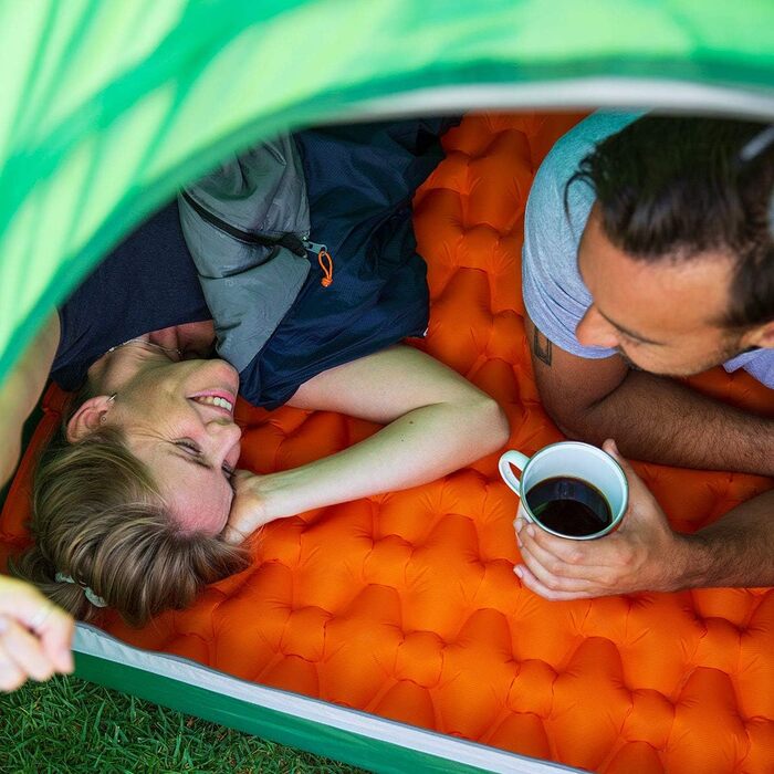 Naturehike Ultraleichte: Розкладний килимок для сну - 6.5 см, для кемпінгу та піших прогулянок (Помаранчевий, подвійний)