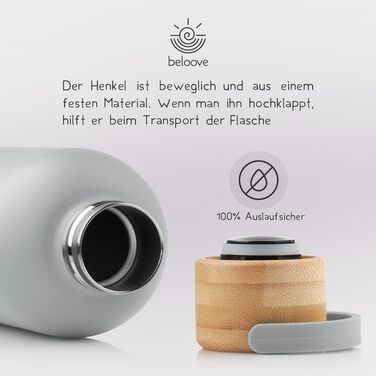 Термобутилка beloove з нержавіючої сталі, BPA-free, подвійні стінки, не протікає, для газованої води, стійка до подряпин, 500/750 мл