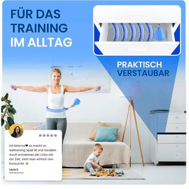 Leiser Smart Hula Hoop Gymside Hoopside Pro: для схуднення та фітнесу, з масажними шипами, 18 знімних секцій (Блакитний)