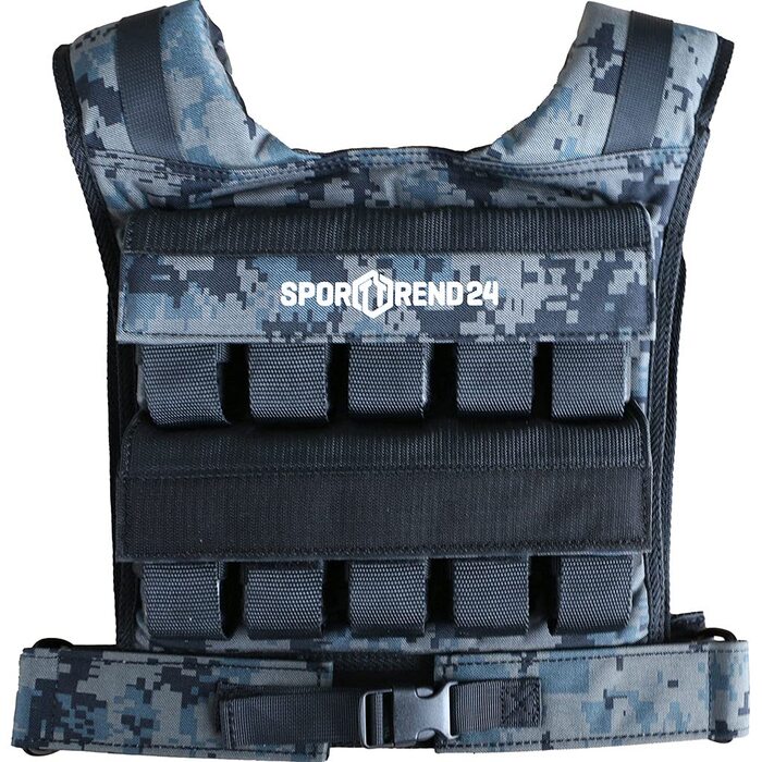 Професійна вагова жилетка Sporttrend 24® з виймальними вагами, вибір розміру | Жилетка для тренувань, фітнесу, бігу, з камуфляжем, 20 кг