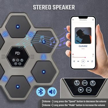 Музична боксерська машина Todeco з LED, Bluetooth, боксерськими рукавичками, настінна, 9 швидкісних режимів і режим підрахунку для дітей і дорослих, для дому, залу та приміщень