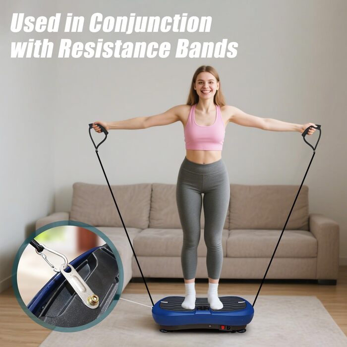 Віброплатформа для фітнесу Triclicks Ultra Slim з Bluetooth, пультом та гумовими петлями - 180 рівнів вібрації для домашніх тренувань