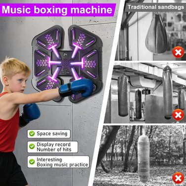 Музична боксерська машина з рукавичками, 9 режимів швидкості та лічильник, для тренувань, зняття стресу та розваг