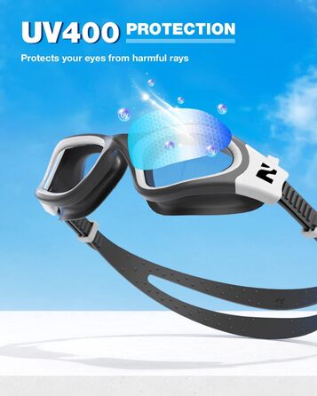 Окуляри для плавання ZIONOR G1 SE проти запотівання для дорослих, чоловіків та жінок, чорно-білі, прозорі