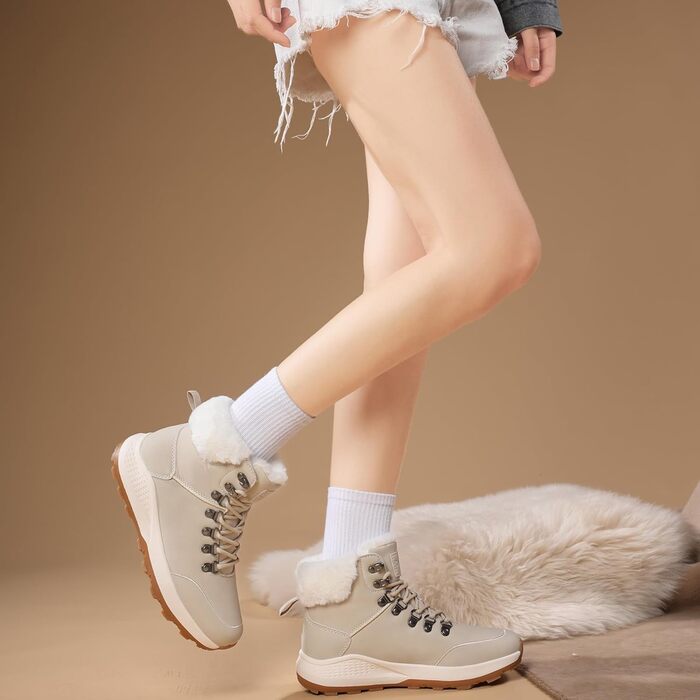 Жіночі зимові черевики, зимові чоботи, утеплені снігоступи, Outdoor, трекінг, похідні черевики, бежевий, 38 EU