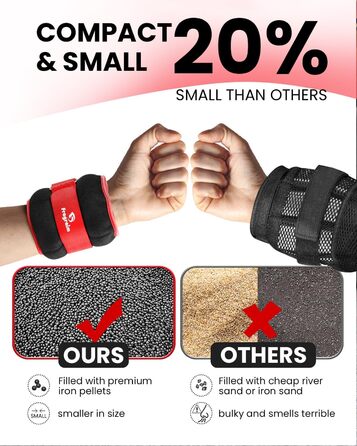 Важкі манжети для ніг та зап'ясть Fragraim (1/2/3/4/5/6/10 кг, 0,5 кг * 2) - для фітнесу, бігу, гімнастики, червоний