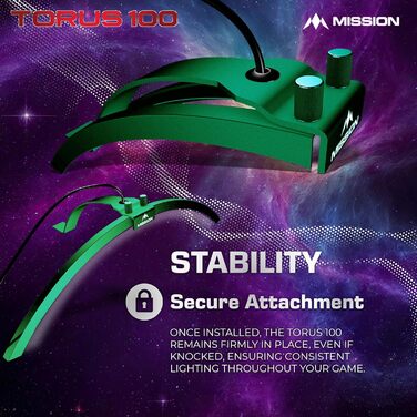 LED-дартс мішень Mission Darts TOR100 Torus 100, складана, портативна, з підсвіткою, металік-зелена