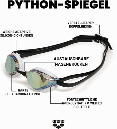 Окуляри для плавання ARENA PYTHON MIRROR Gold/White/Black SW3 One Size