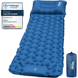 Каремат надувний HiiPeak Isomatte самонадувний туристичний, з інтегрованими подушками, блакитний, з насосом