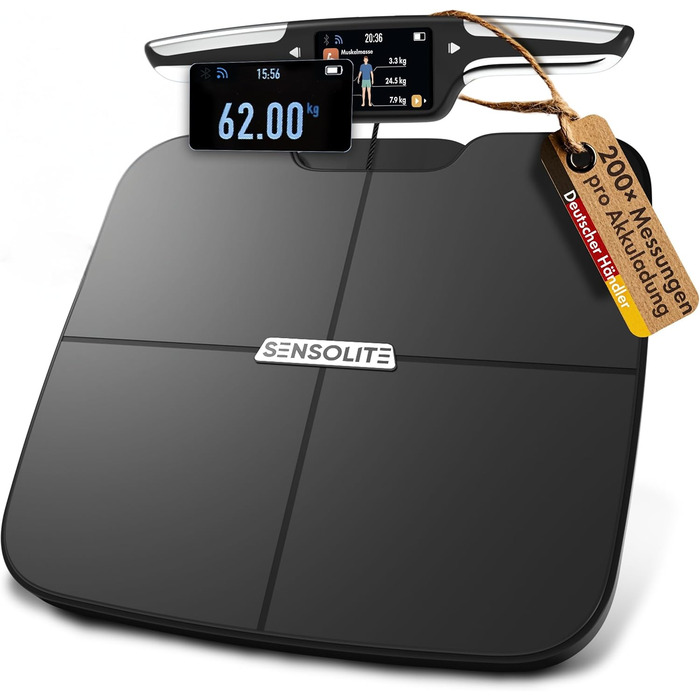 Інтелектуальна вага з аналізом складу тіла - WiFi та Bluetooth, TFT LCD дисплей, вимірювання жиру, м'язової маси, крокомір, акумулятор 800 mAh, сенсори для аналізу тіла