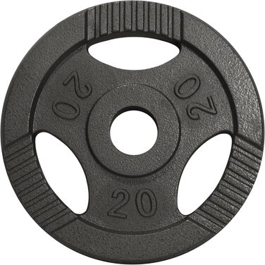Олімпійські диски для штанги GORILLA SPORTS, 1,25-20 кг, чавунні, Tri-Grip, 50 мм, сріблясті