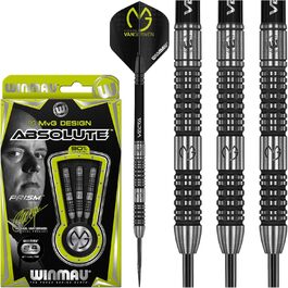 Дротики WINMAU Michael Van Gerwen MvG Absolute 24 г вольфрамові для дартсу, сталевий наконечник, набір з оперенням і хвостовиками, професійні