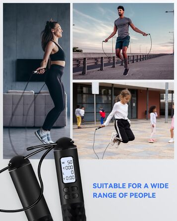 Стрибкове канат iMoebel з лічильником, регульований, зі сталевим тросом, антиковзні ручки, лічильник калорій, таймер для фітнесу, боксу, схуднення, кросфіту, рожево-білий (чорний)