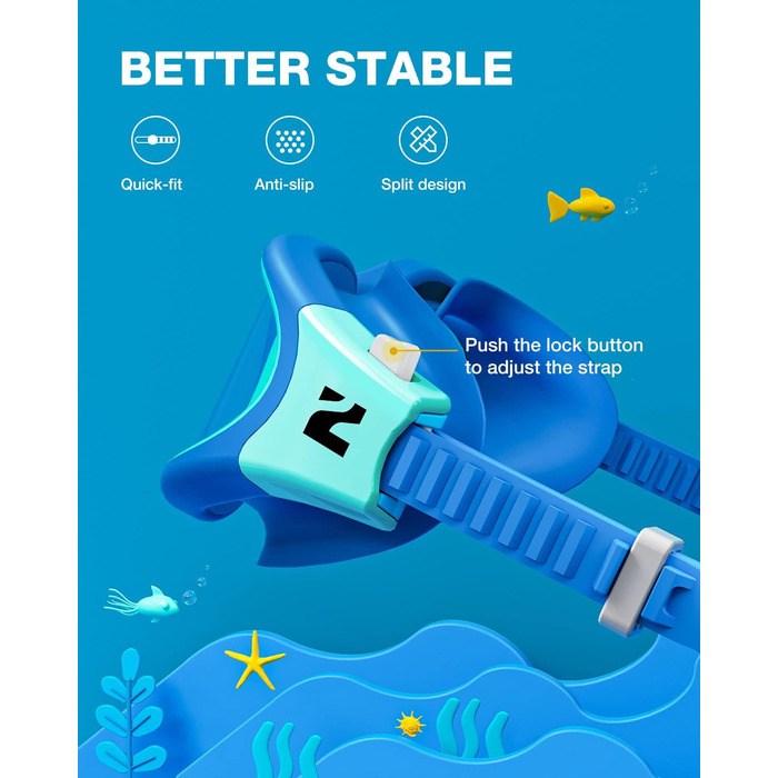 Дитячі окуляри для плавання ZIONOR G1MINI, поляризовані/не поляризовані, антитуманні, захист від УФ, для дівчаток та хлопчиків (6-14 років), колір BlueGreenClear