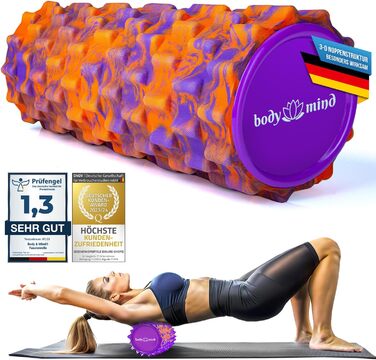 Масажний ролер Body & Mind для фасцій, фітнесу та реабілітації, 33x14,5 см – для спини, шиї, ніг, всіх м'язів