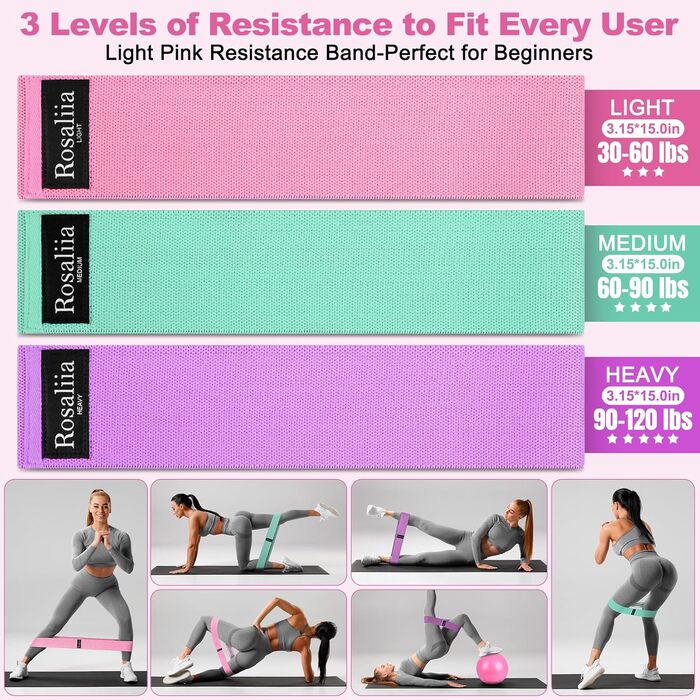 Набір для пілатесу: кільце, фітнес-гумка для стегон, стрічка для розтяжки, фітнес-постер (рожевий)