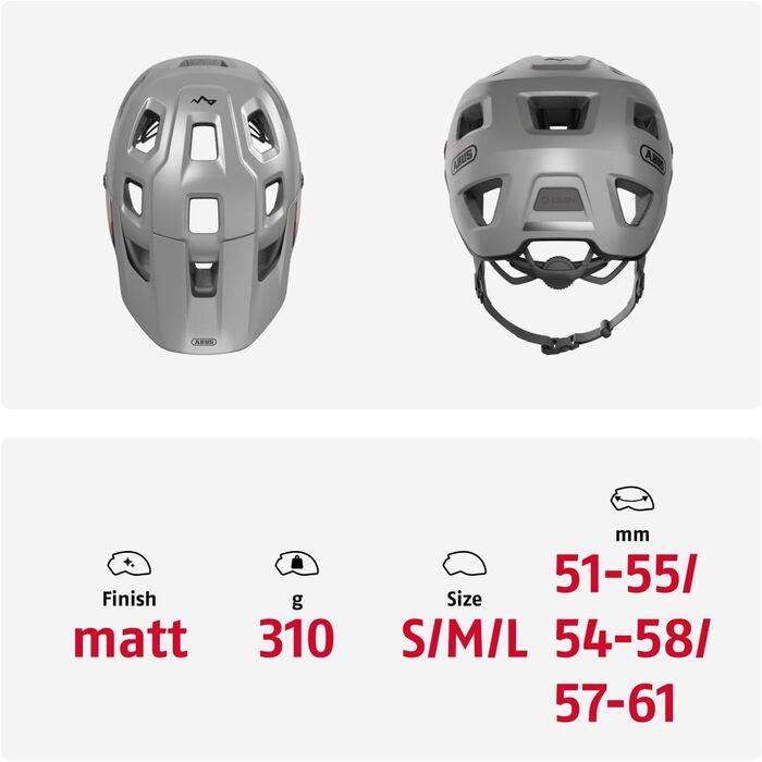 Велосипедний шолом ABUS MoDrop для MTB, сріблястий, розмір S (51-55 см), міцний, з вентиляцією, унісекс