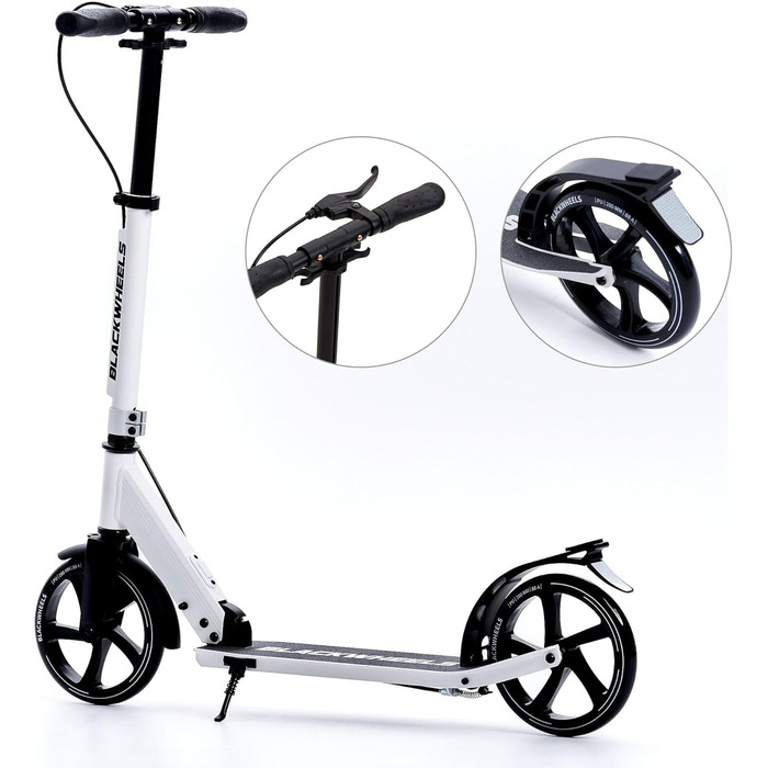 Самокат Blackwheels Orio Cityroller 200мм, складаний, білий - алюмінієвий, з регулюванням висоти, ABEC 7, для підлітків та дорослих