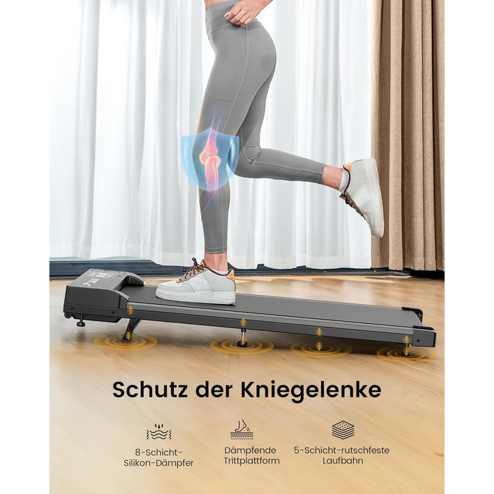 Біговий доріжка для дому з нахилом, 1-6 км/год, Walking Pad з регулюванням нахилу, 2.5 PS, стіл для бігу, тиха з LED-дисплеєм та пультом керування, чорний