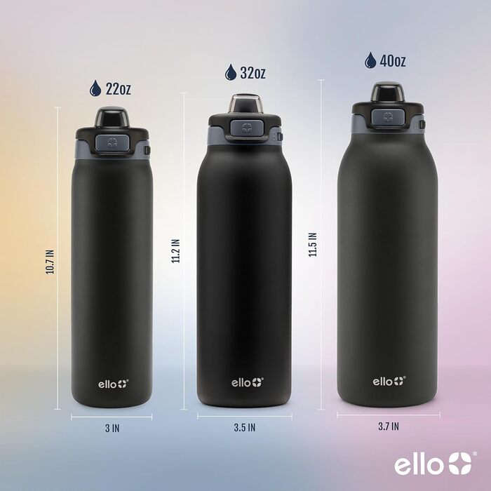 Термобутилка Ello Pop & Fill з нержавіючої сталі, вакуумна ізоляція, швидке наповнення, герметична кришка, багаторазова пляшка для води