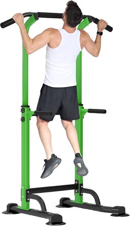 Турнік Power Tower SDHYL з регулюванням висоти, для тренувань пресу та спини, підходить для початківців та професіоналів (зелений/чорний)