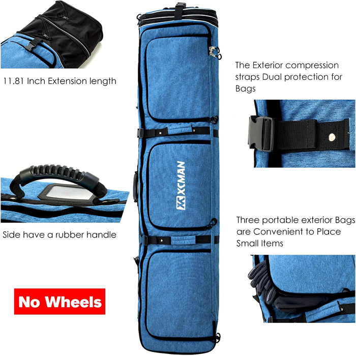 Чохол для сноуборду XCMAN, 160/190 см, міцний, для перевезення, подорожей, скі-туризму, синій