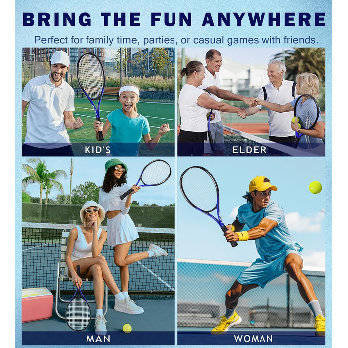 Тенісний набір 2 шт. для сім'ї: 27 дюймів, 68.6 см, для початківців, блакитний