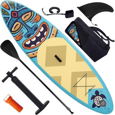 Надувний SUP-борд Soke Aquasurf 275x76x12 см - комплект з насосом, веслом, стропом та рюкзаком. Максимальне навантаження 85 кг